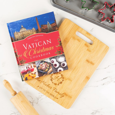 Image of The Vatican Christmas Cookbook & Personalized Joy to World Cutting Board (Gift Set)
