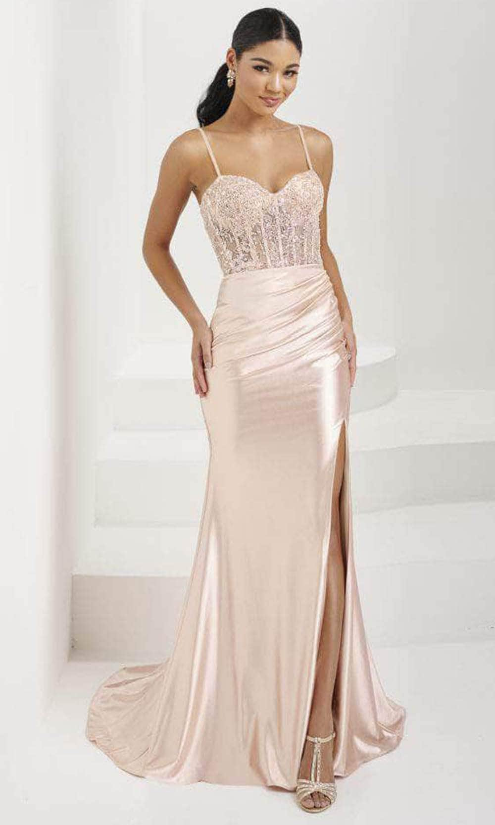 Image of Tiffany Designs 16078 - Beaded Appliqued Sweetheart Prom Gown