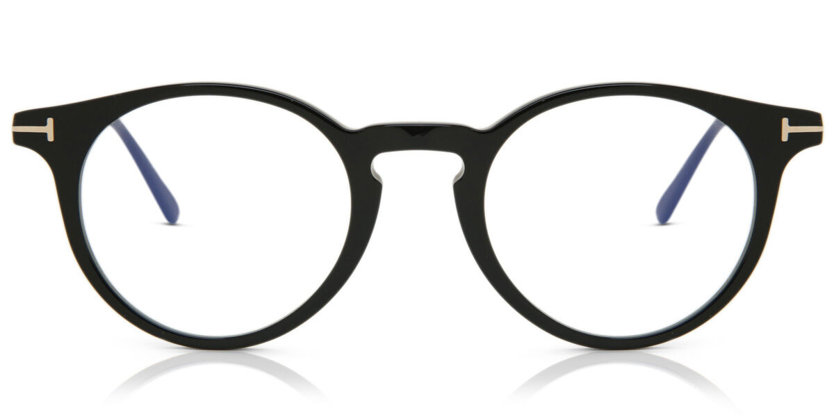 Image of Tom Ford FT5557-B Azuis-Light Block 001 Óculos de Grau Pretos Masculino PRT