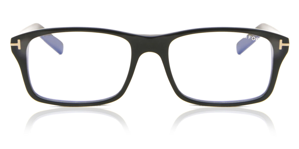 Image of Tom Ford FT5663-B Azuis-Light Block 001 Óculos de Grau Pretos Masculino BRLPT