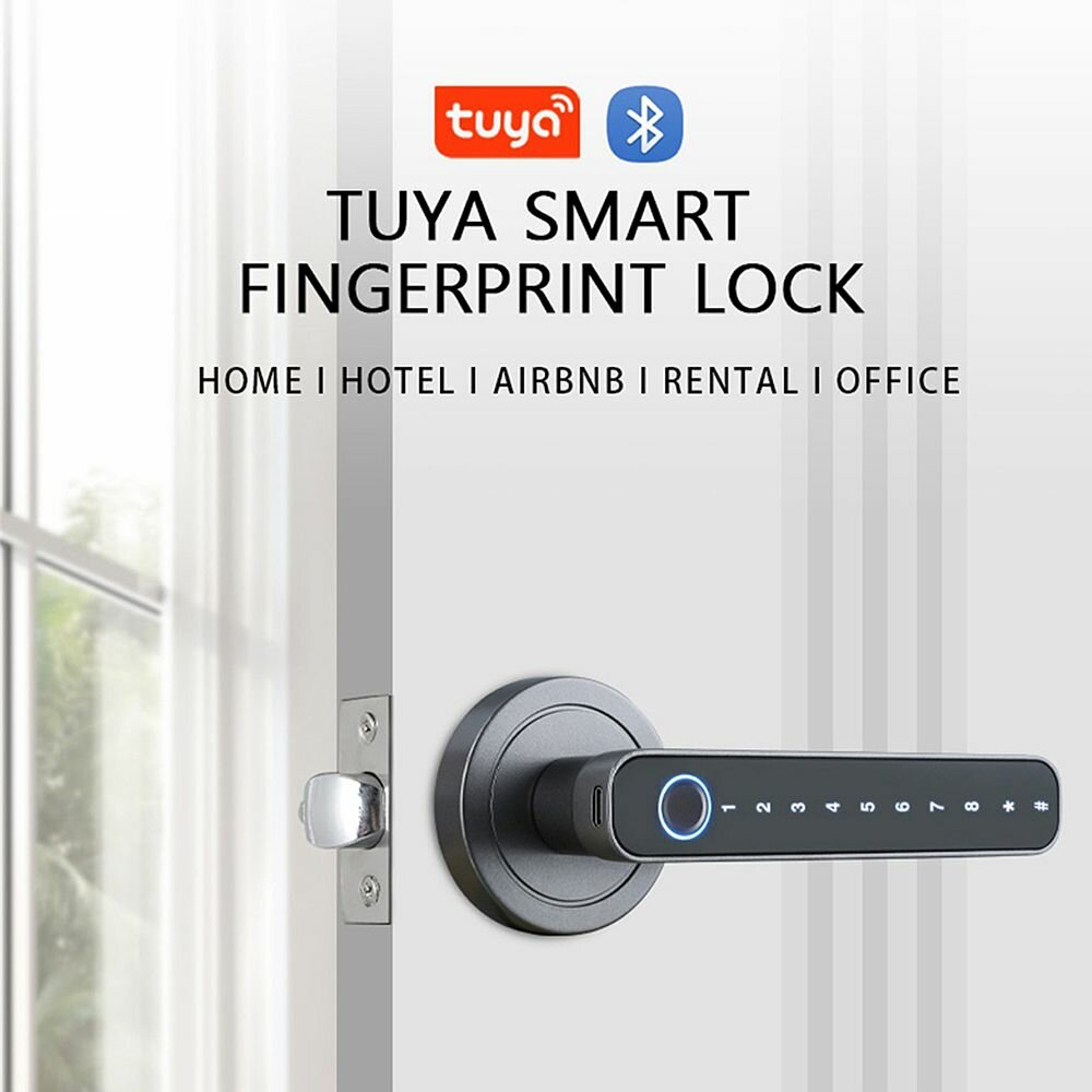 Image of Tuya Smart Door bluetooth Lock Intelligent Anti-theft Door Lock Dynamic Password APP Fingerprint Key Unlock Home Lock