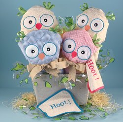 Image of Two Hoots Gift Basket for Twins