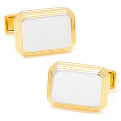 Image of Two Tone Rectangular Personalized Cufflinks