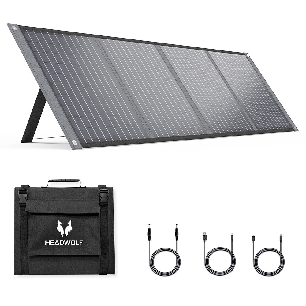 Image of [US Direct] HEADWOLF S100 100W 18V Portable Solar Panel Foldable IP65 Waterproof Solar Panel For Power Station
