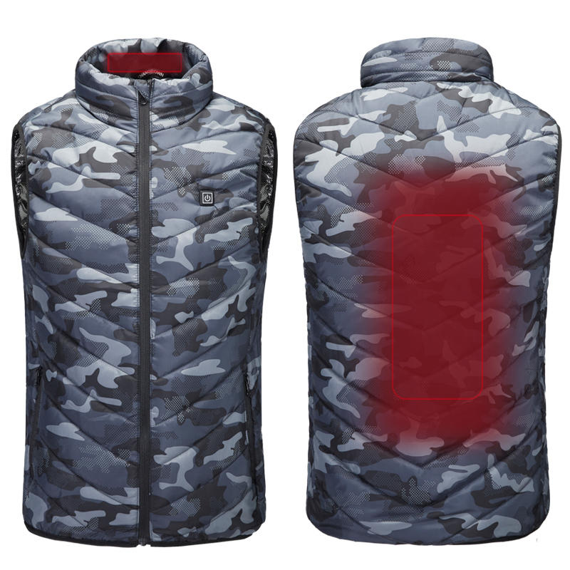 Image of USB Heated Waistcoat Camouflage Outdoor Warm Jacket Washable Winter Electric Thermal Heating Sports Hiking Clothing
