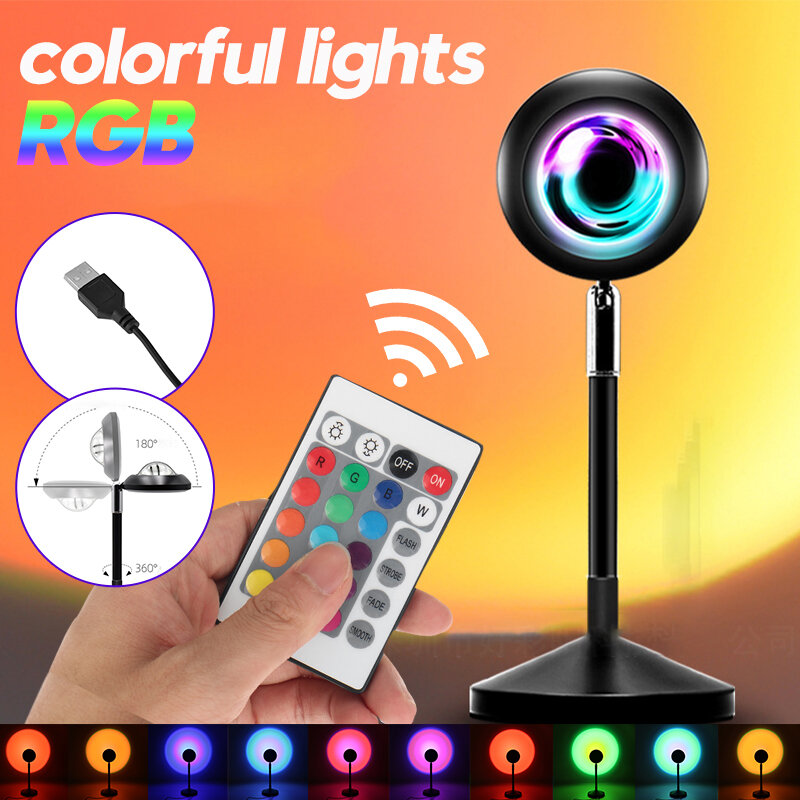 Image of USB Power Colorful RGB LED Light Remote Control Atmosphere Projection Led Night Light For Home Bedroom Shop Background D