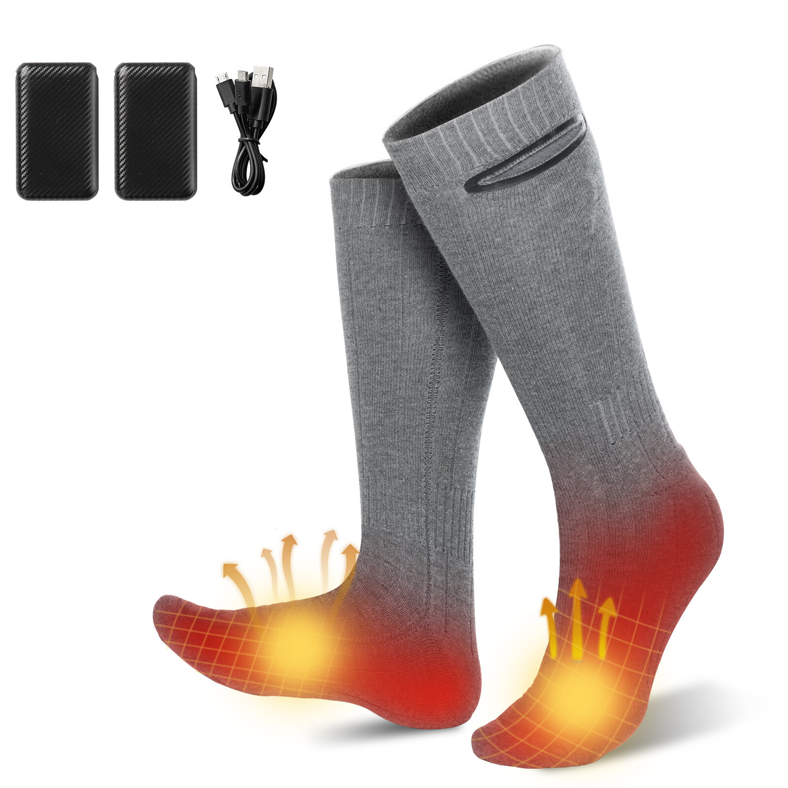 Image of Unisex Heated Socks Electric Heated Socks Rechargeable 37v 4500mAh Foot Warmer Thermal Socks Warm Winter Socks For Outd
