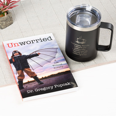 Image of Unworried: a Life Without Anxiety & Good Morning from God Personalized Insulated Mug Gift Set