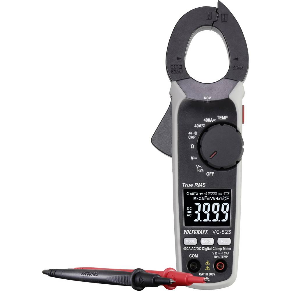 Image of VOLTCRAFT VC-523 (ISO) Clamp meter Calibrated to (ISO standards) Digital CAT III 600 V Display (counts): 4000