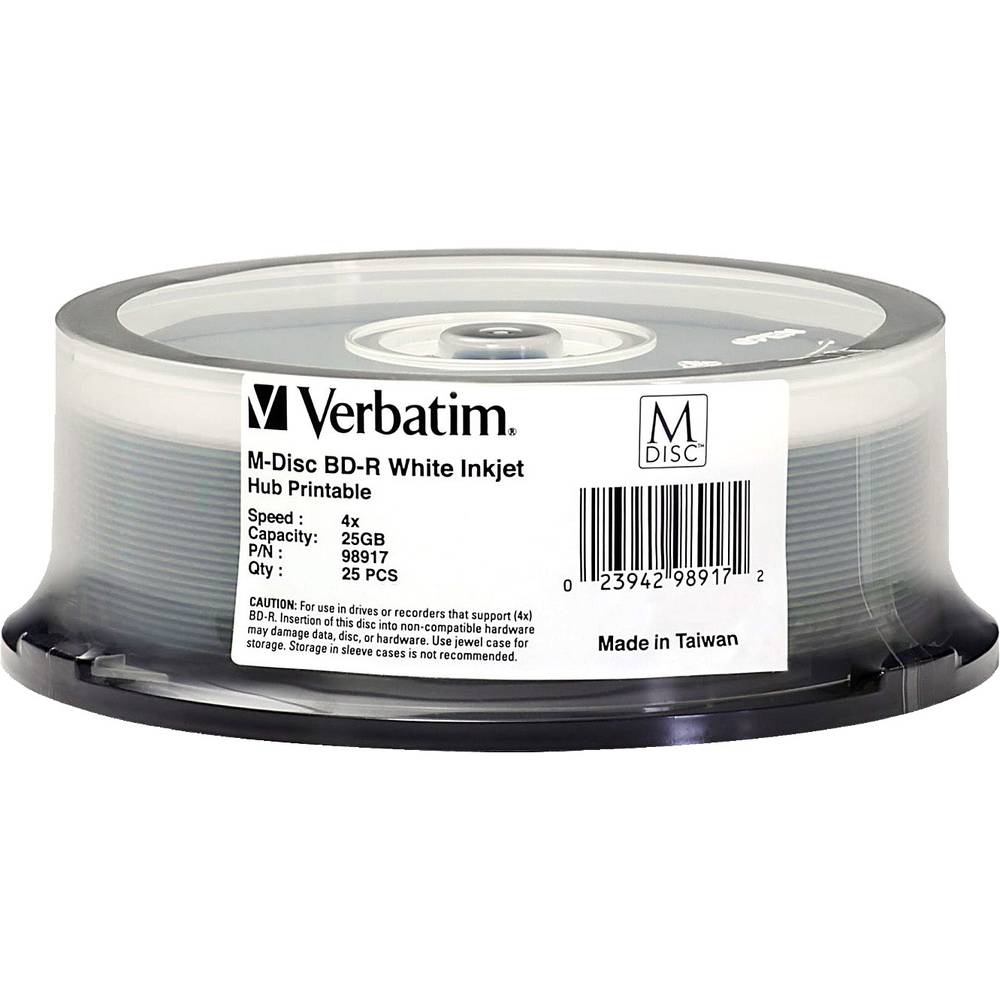 Image of Verbatim 98917 Blank M-Disc Blu-ray DVD 25 GB 25 pc(s) Spindle Printable