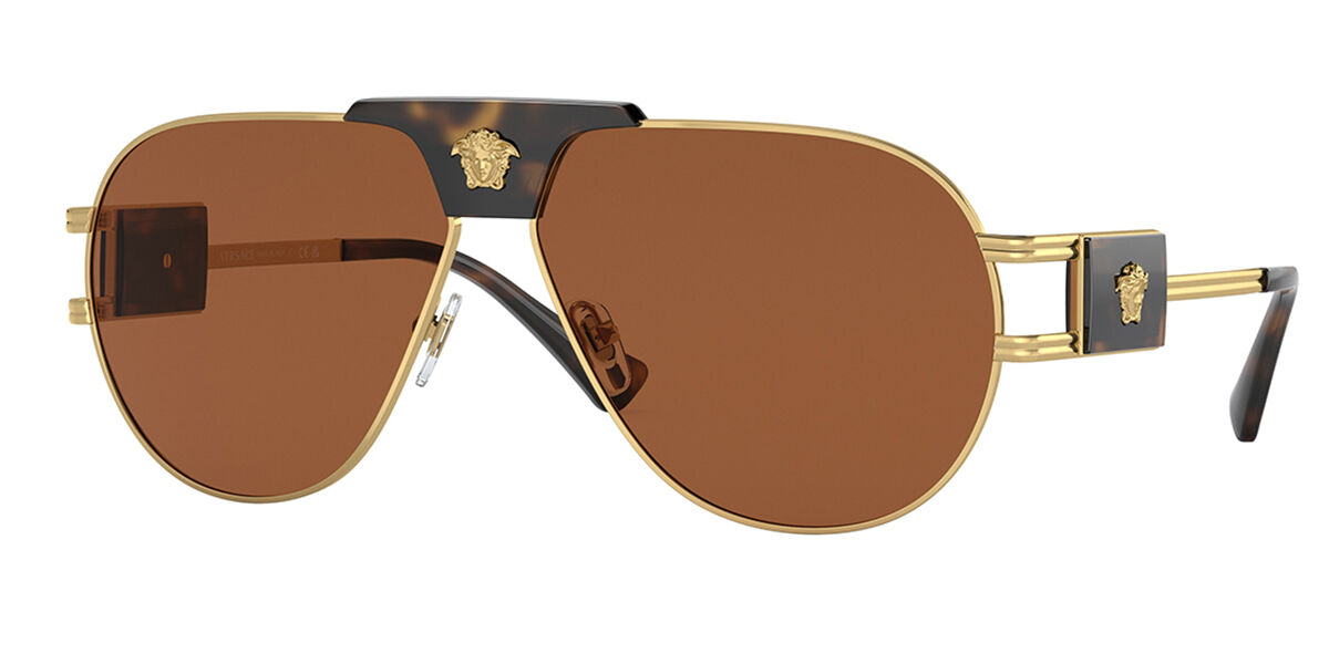 Image of Versace VE2252 Asian Fit 147073 Óculos de Sol Dourados Masculino PRT