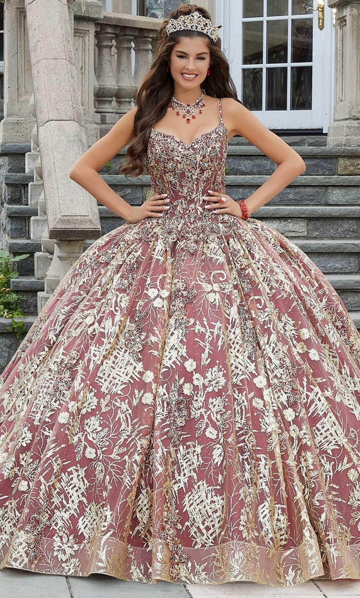 Image of Vizcaya by Mori Lee 34085 - Metallic Laced Quinceanera Ballgown
