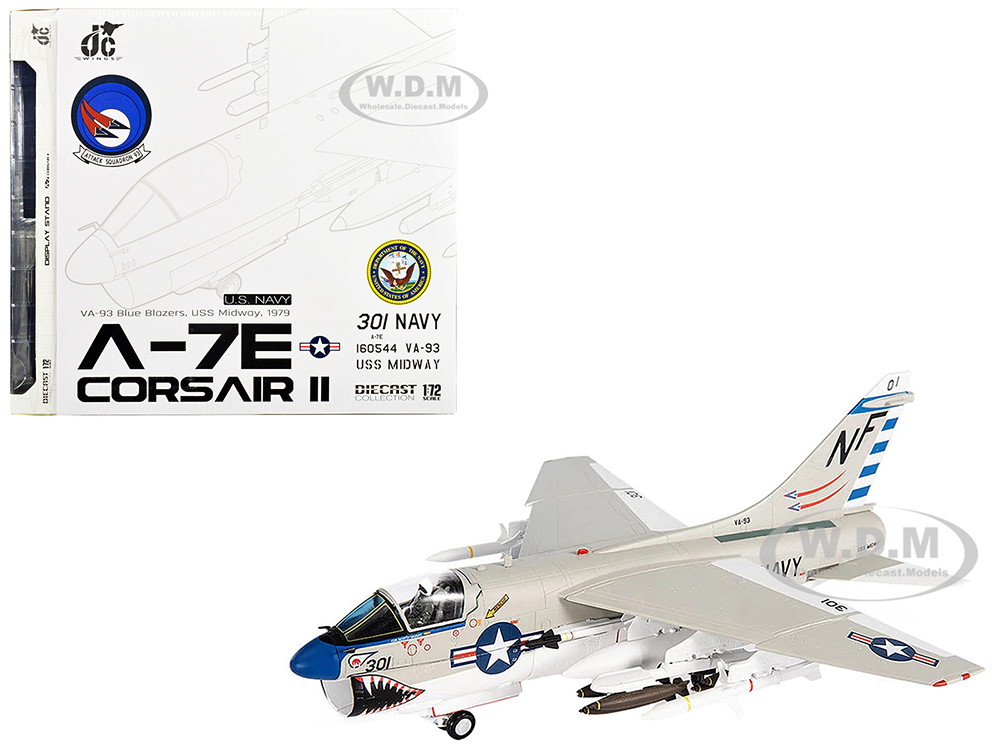 Image of Vought A-7E Corsair II Attack Aircraft "VA-93 Blue Blazers USS Midway" (1979) United States Navy 1/72 Diecast Model by JC Wings