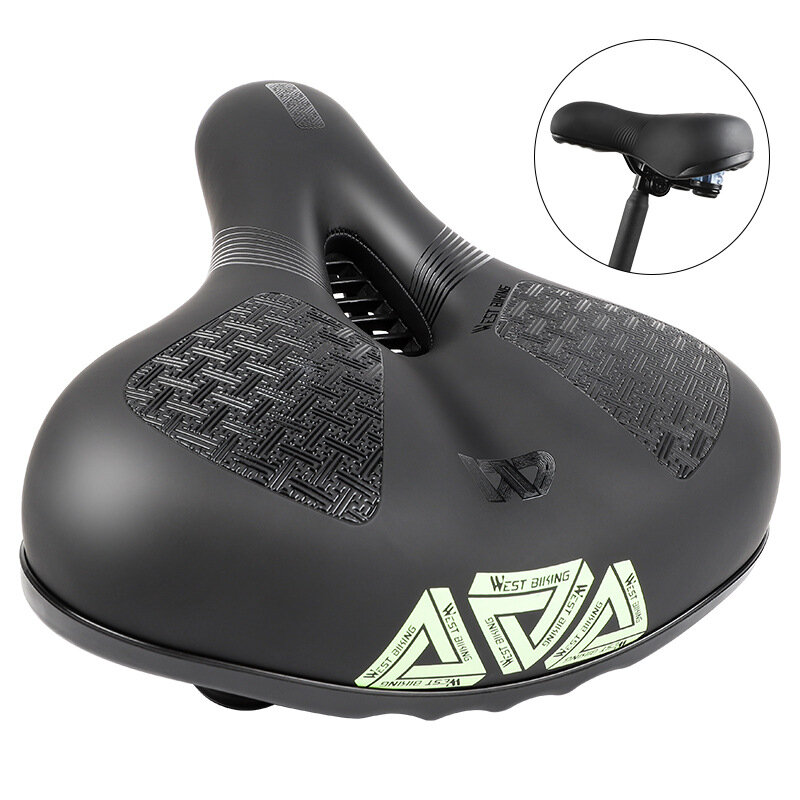 Image of WEST BIKING Thicken Widen Bicycle Saddle Breathable Shock-absorbing Road MTB Bike Seat Reflective Soft Pad Cushion For B