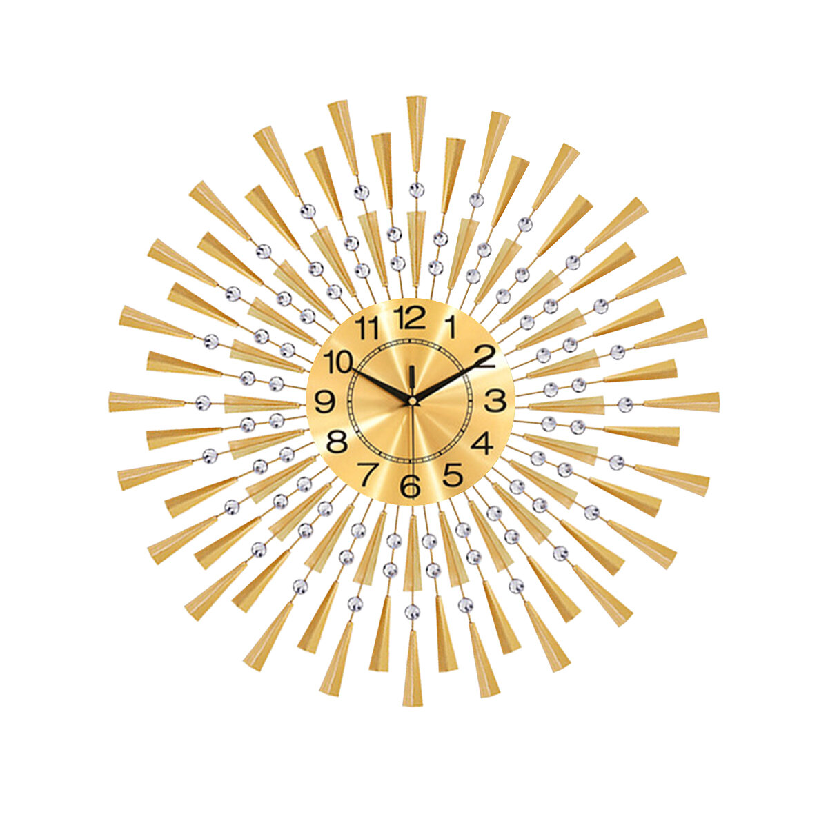 Image of WM310 Black/Gold Iron Wall Clock Geometric Diamond Wall Clock without Battery