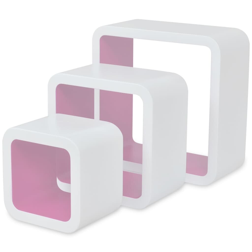 Image of Wall Cube Shelves 6 pcs White and Pink