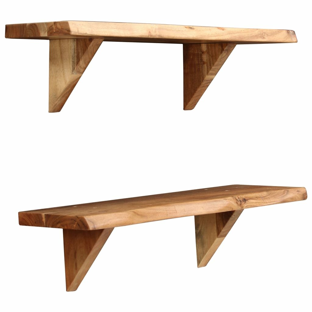 Image of Wall Shelves 2 pcs 236"x79"x63" Solid Acacia Wood