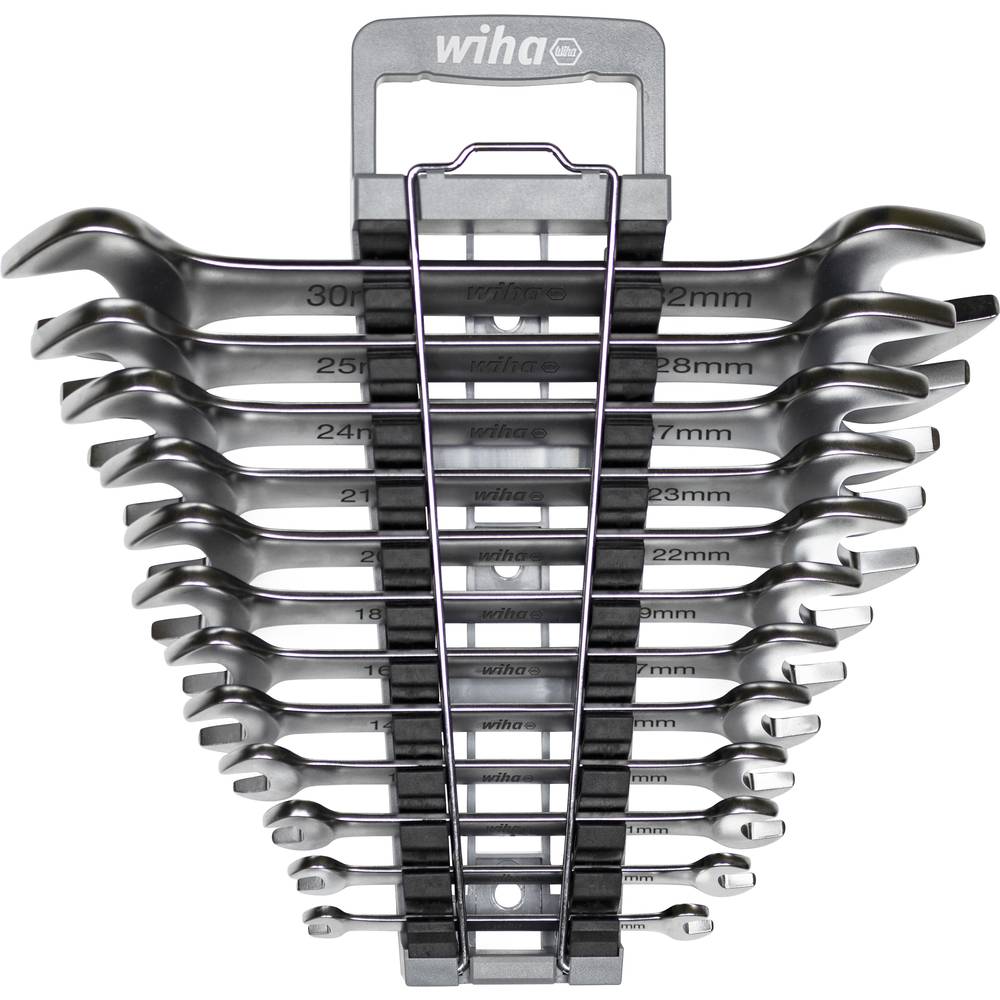 Image of Wiha 44753 Double-ended open ring spanner set 12-piece 7 - 32 mm