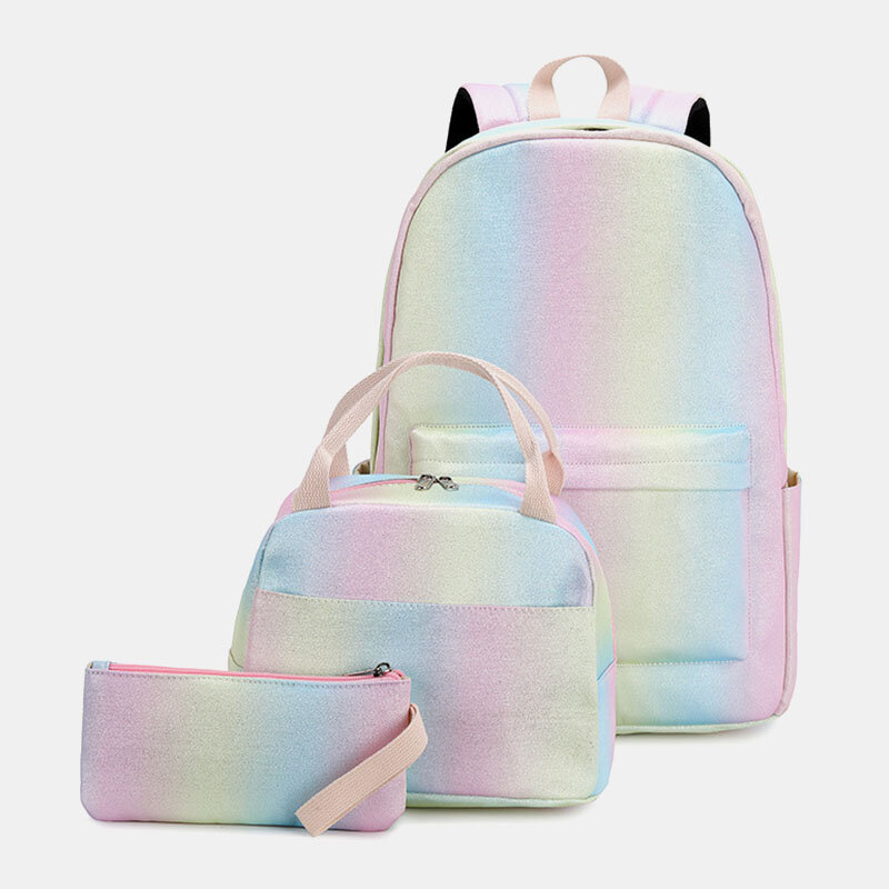 Image of Women 3PcsSuits Large Capacity Waterproof Color Gradients Backpack Schoolbag
