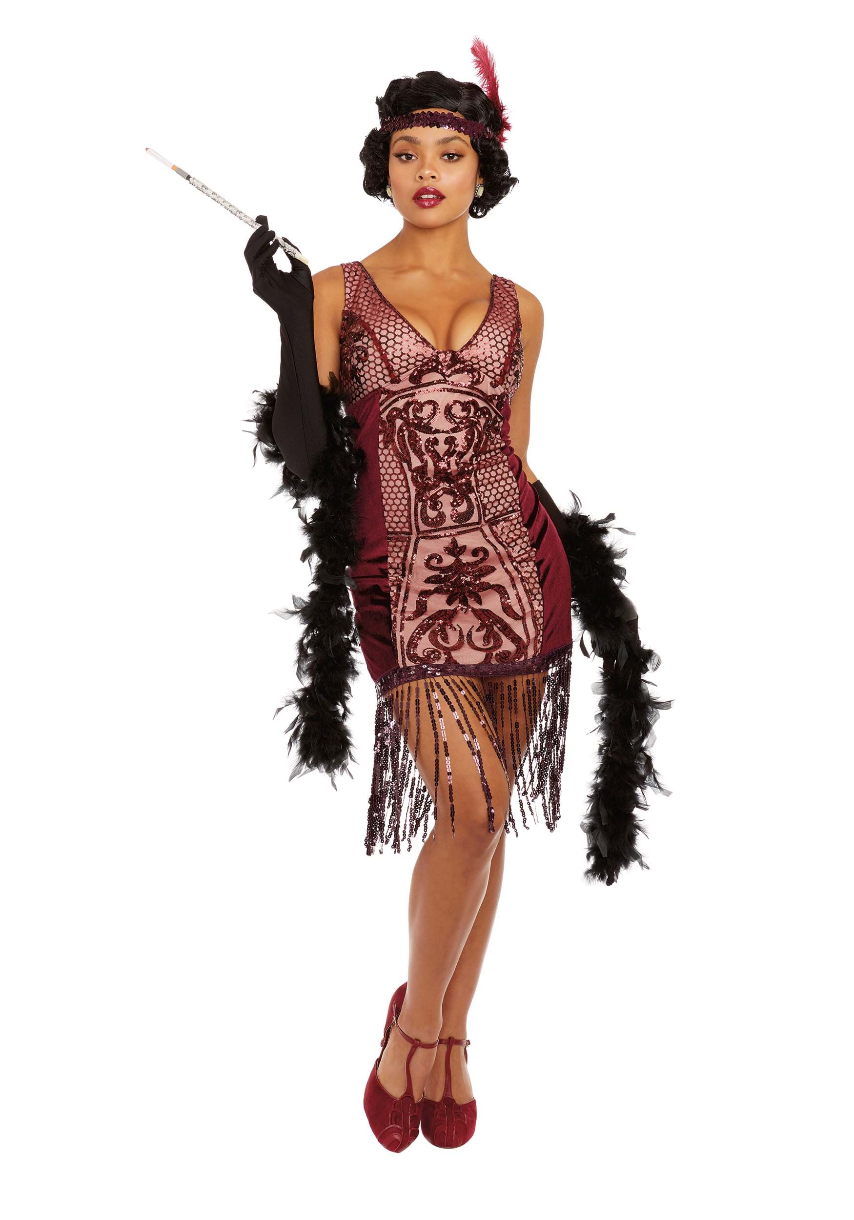 Image of Women's Adult Red Va-Va Voom Flapper Costume ID DR11998-L