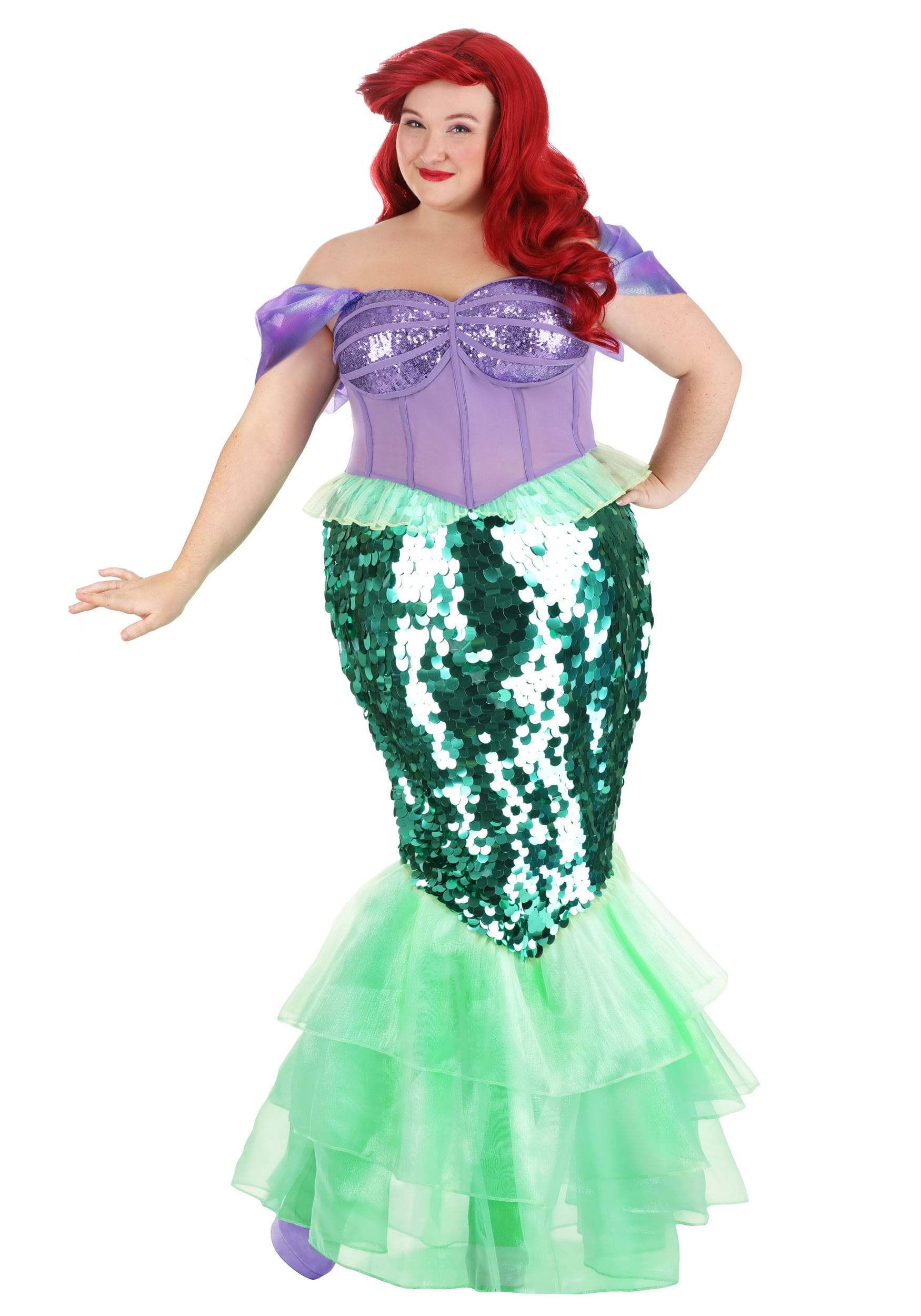 Image of Women's Plus Size Disney The Little Mermaid Premium Ariel Mermaid Dress ID FUN4725PL-1X