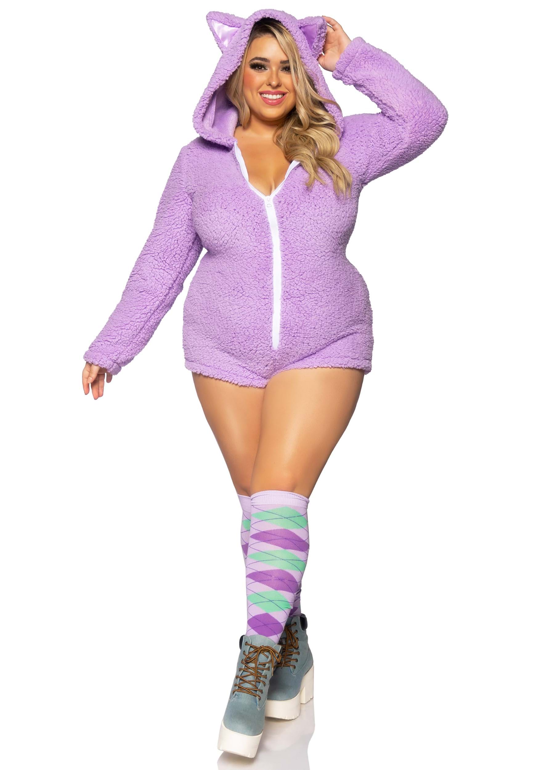 Image of Women's Plus Size Sexy Purple Cuddle Cat Costume ID LE86999X-3X/4X