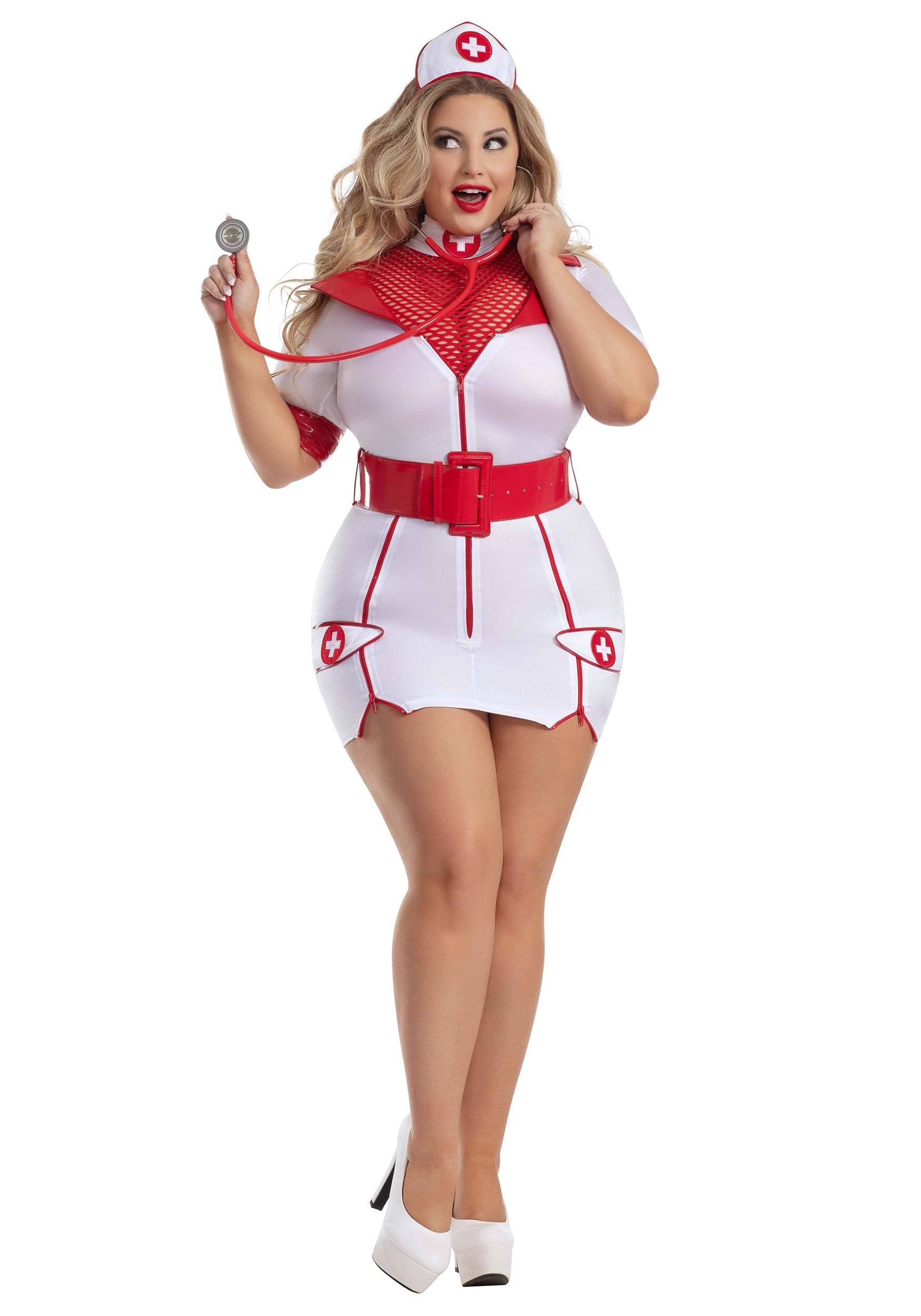 Image of Women's Plus Size Zip-Up Nurse Costume ID PKPK2011XL-1X