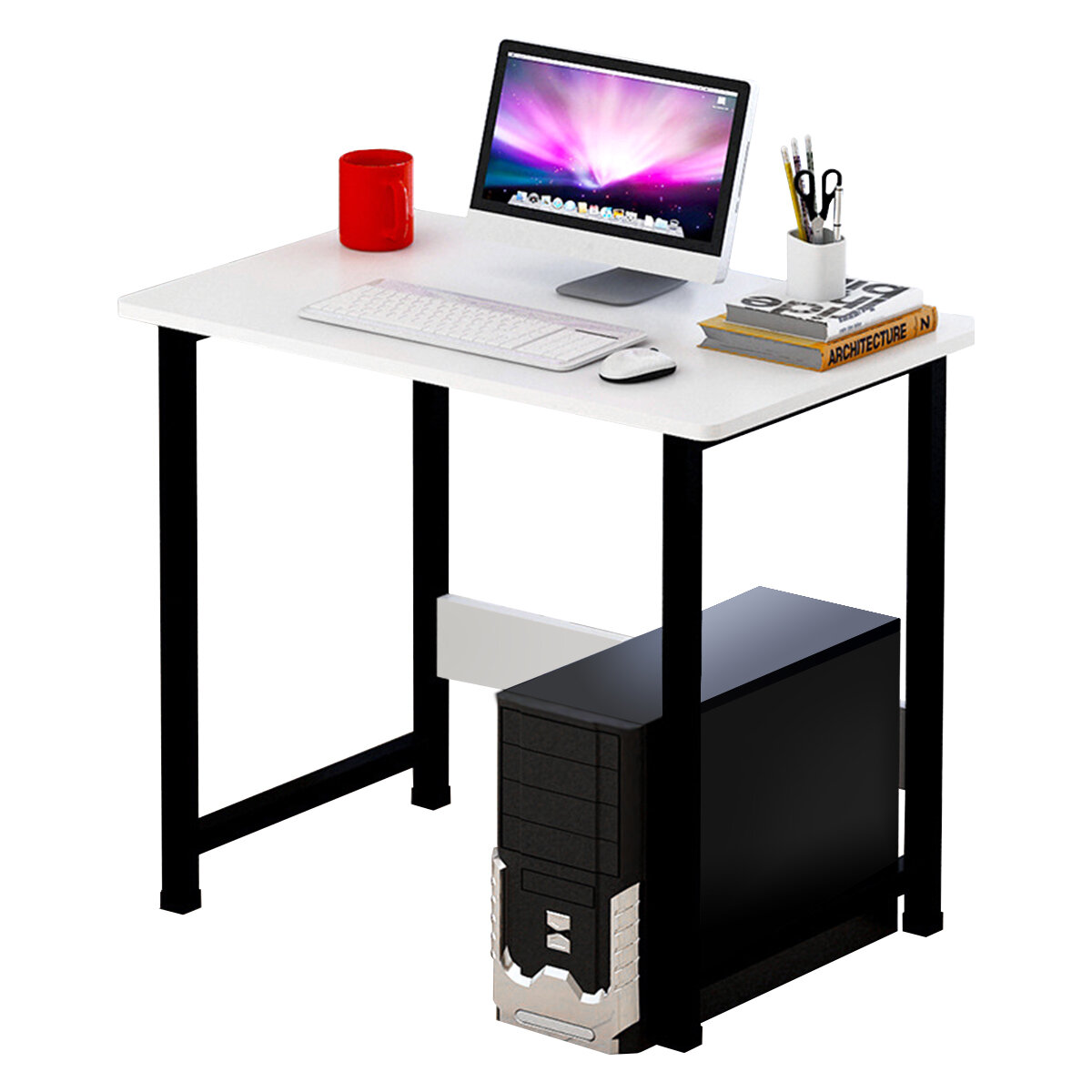 Image of Wooden Computer Laptop Desk Modern Table Study Desk Office Furniture PC Workstation for Home Office Studying Living room