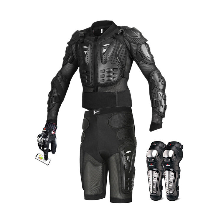 Image of Wosawe Motorcycle Body Armor Suit Motorcycle Jacket+Shorts+ Gloves+Knee Pads Cycling Clothing