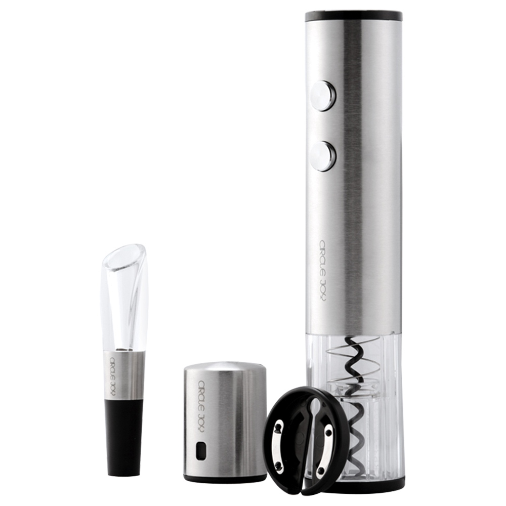 Image of Xiaomi Circle Joy 4-in-1 Gift Set Wine Stopper Electric Bottle Opener Wine Dispenser Round Tin Foil Cutter - Silver