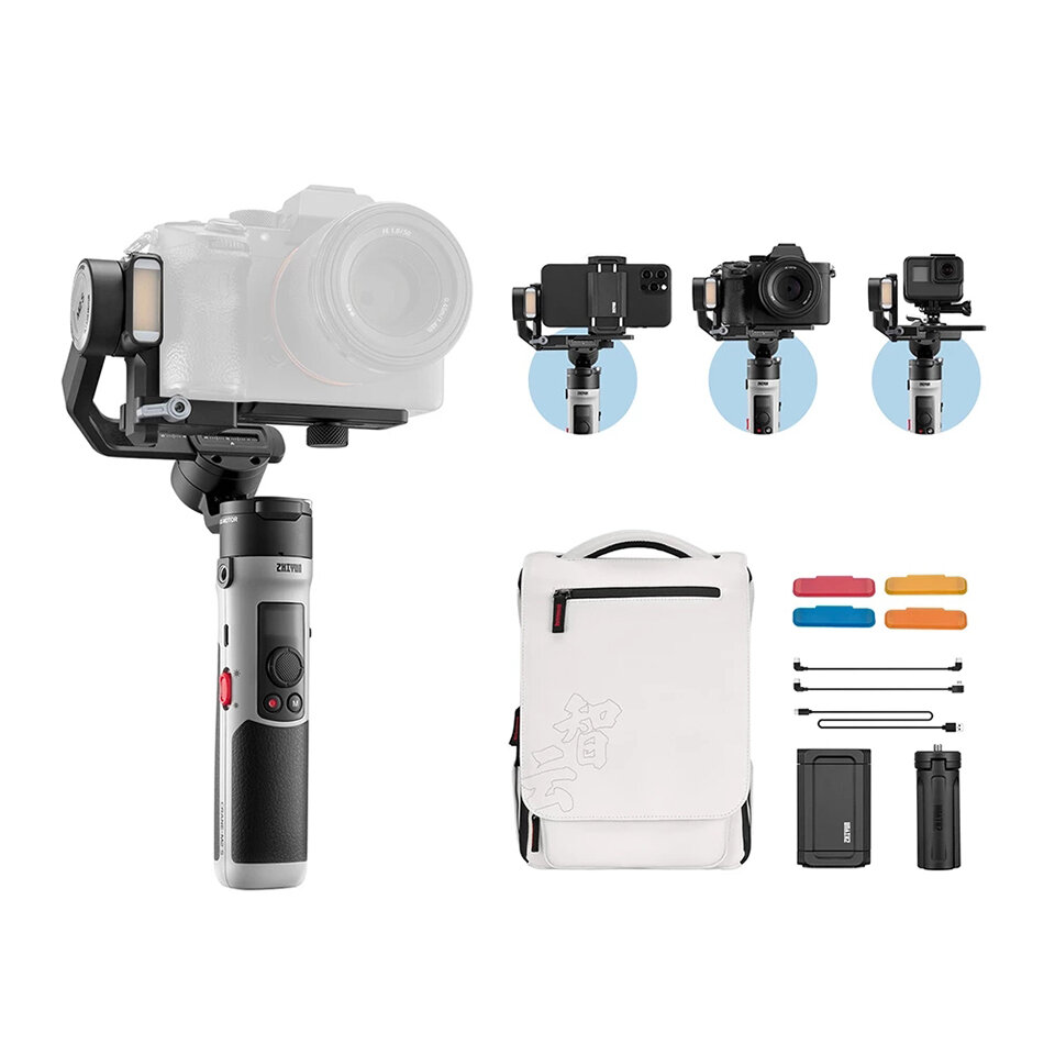 Image of ZHIYUN Official CRANE M2 S 3-Axis Handheld Stabilizer Gimbal PTZ with Fill Light Mini Tripod for Sony for Canon Action C