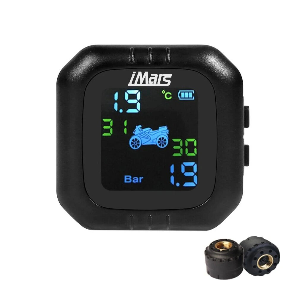 Image of iMars Waterproof LCD Motorcycle TPMS Tire Pressure Monitor System With 2 External Sensor
