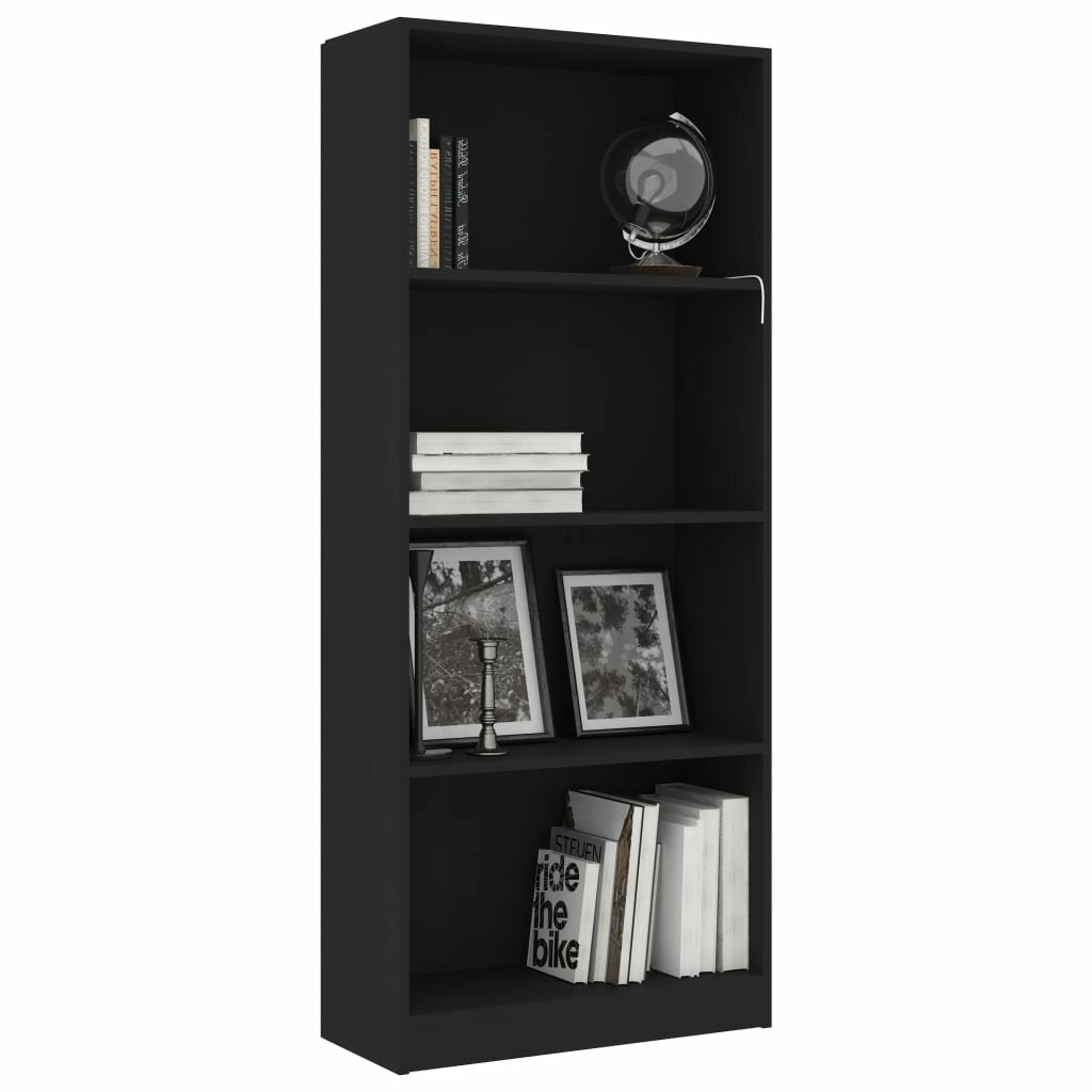 Image of idaXL 4-Tier Book Cabinet Black 236"x94"x559" Chipboard