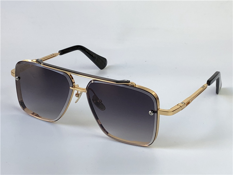 Image of sunglasses men design metal vintage eyewear fashion style square frameless UV 400 lens with original case