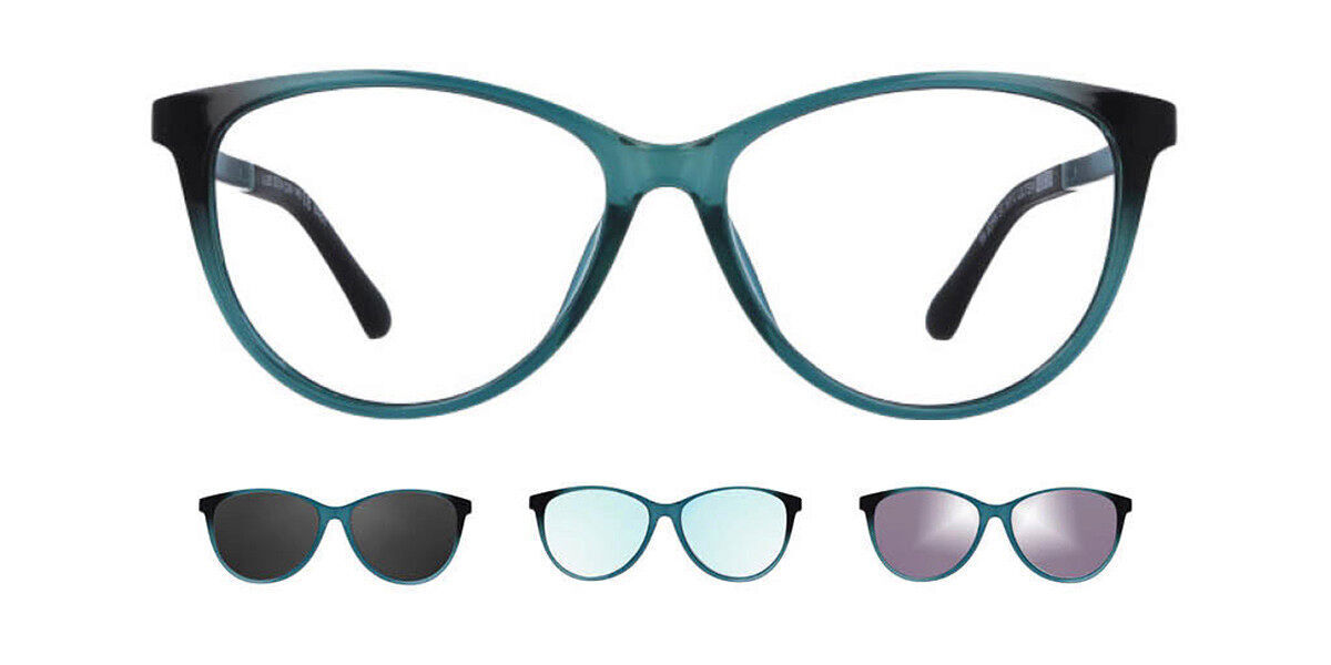 Image of Óculos de Grau Masculino Cat Eye Clip-On Plástico Verdes - Luz Anti Azul - SmartBuy Collection PRT