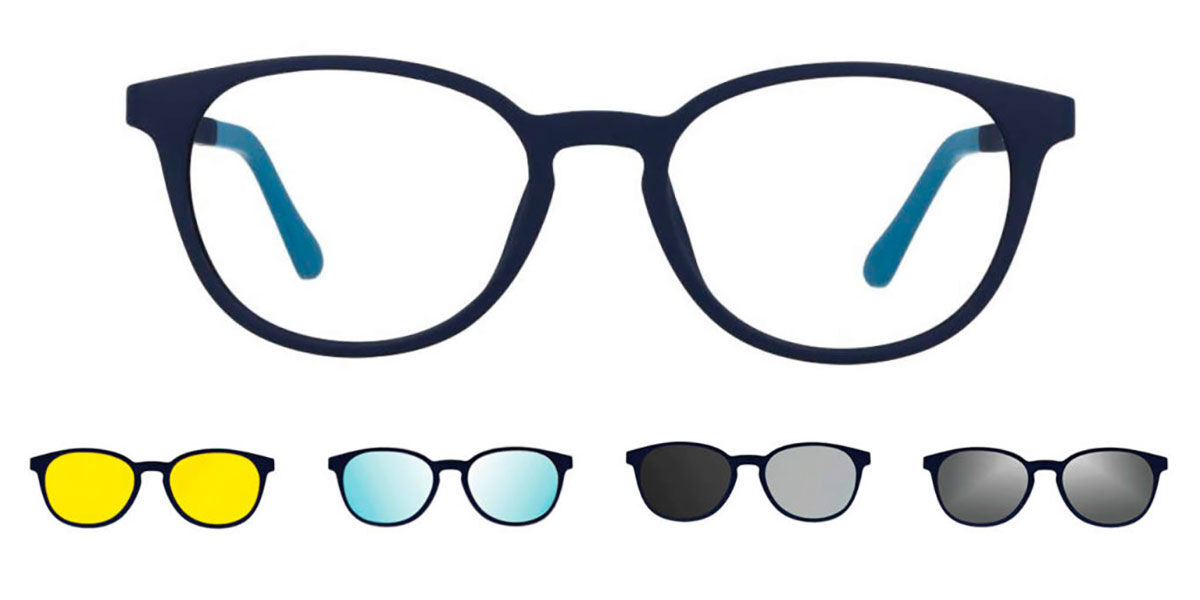 Image of Óculos de Grau Masculino Oval Clip-On Plástico Azuis - Luz Anti Azul - SmartBuy Collection PRT