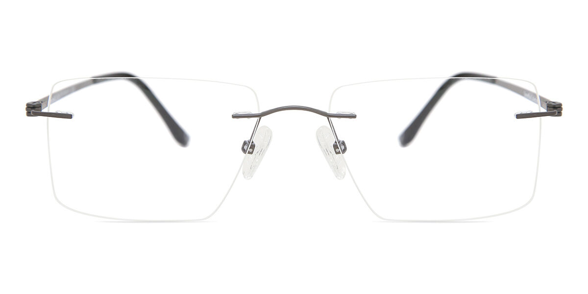 Image of Óculos de Grau Masculino Quadrado Rimless Titânio Pretos - Luz Anti Azul - SmartBuy Collection PRT